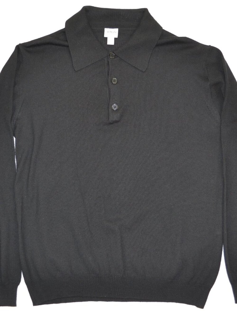 Armani Collezioni Men’s Wool Polo Sweatshirts, Black, Size L